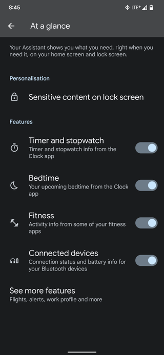At A Glance updated settings Bluetooth devices