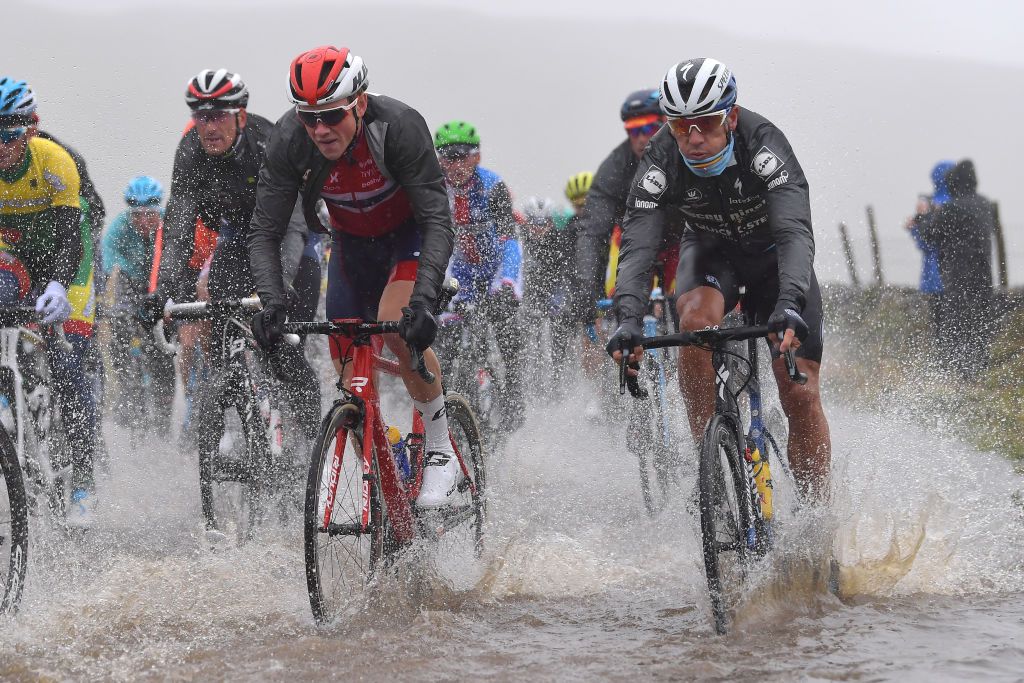 Flooded section of the course during the elite men's race