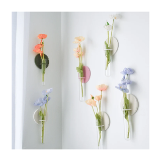 A set of transparent wall hanging vases