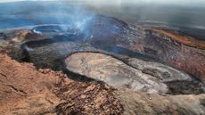 A lava lake inside the Pu'u 'Ō'ō crater on Kilauea's' eastern rift zone during a previous eruption.