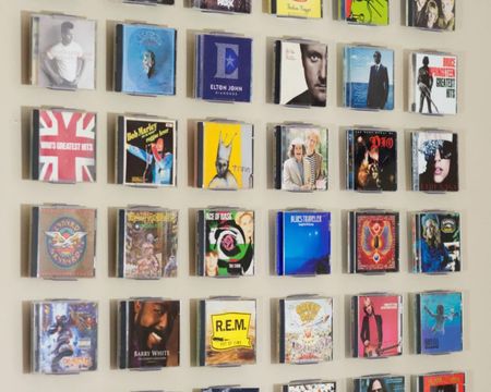 CollectorMount on Etsy CDs mounted onto a wall 