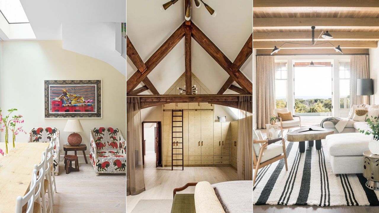 Three images of beige and neutral toned homes