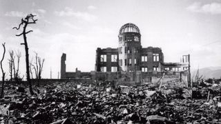 Hiroshima, Japan, after the atomic bomb attack of 8 August 1945 showing the Genbaku Dome.