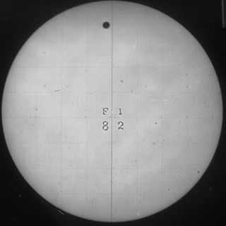 A photographic plate shows the transit of Venus in 1882. The image was taken as part of an expedition, commissioned by the U.S. Naval Observatory and Transit of Venus Commission, to image the transit from different locations on the Earth.