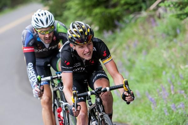 Gavin Mannion (Bontrager-Livestrong) leading the break.