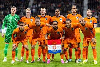 Netherlands Euro 2024 squad Team Netherlands pose prior to the international friendly match between Germany and Netherlands at Deutsche Bank Park on March 26, 2024 in Frankfurt am Main, Germany. (Photo by Boris Streubel/Getty Images)