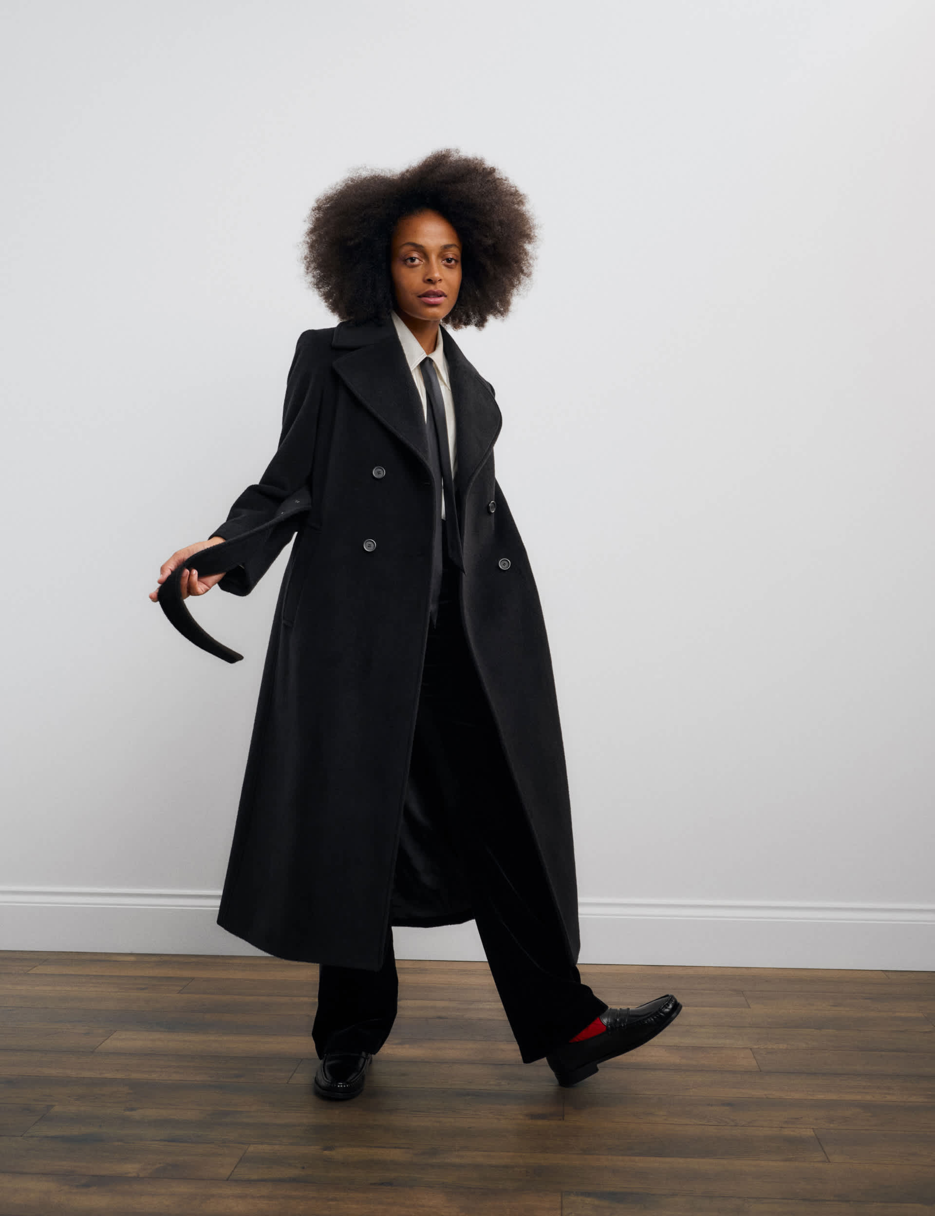 Pure Wool Belted Double Breasted Coat