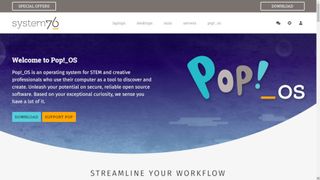 screenshot van Pop!_OS homepage