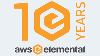 AWS Elemental logo for 10th anniversary in gold and black type