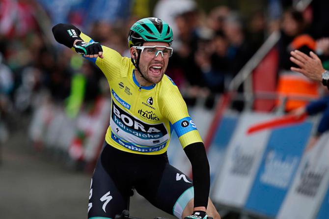 Maximilian Schachmann (Bora-Hansgrohe) celebrates his stage 3 win at Pais Vasco