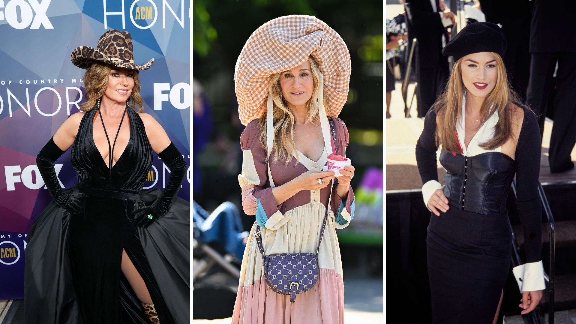 L-R: Shania Twain, Sarah Jessica Parker, Cindy Crawford 