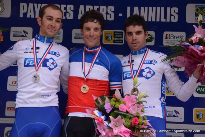 The 2013 men's time trial podium