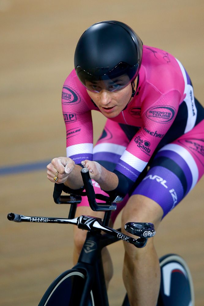 Dame Sarah Storey participates in her Women's Hour Record attempt.