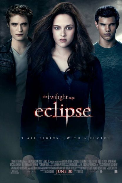 Twilight eclipse poster, Robert pattinson, Kristen Stewart, Taylor Lautner, first official, see here