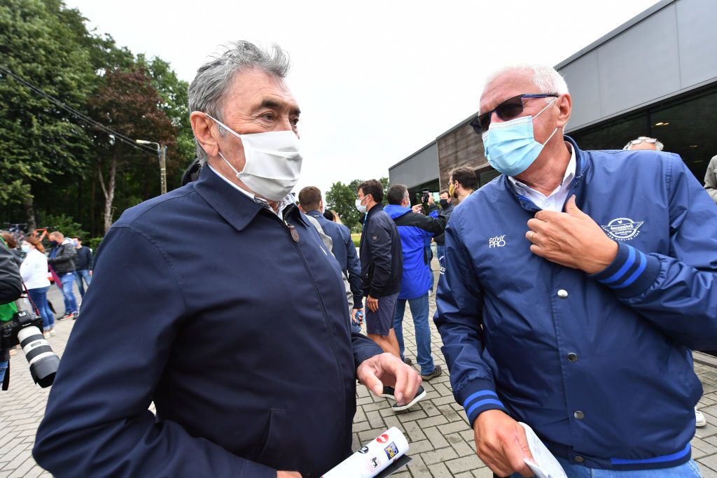 Eddy Merckx with QuickStep manager Patrick Lefevere