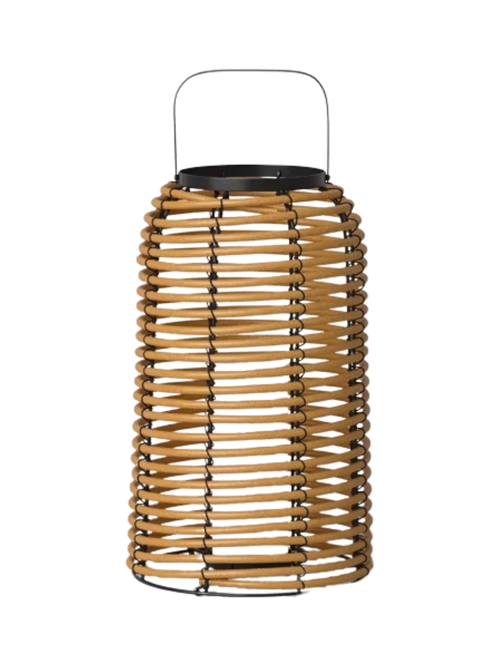 Rattan Battery LED Outdoor Lantern Brown