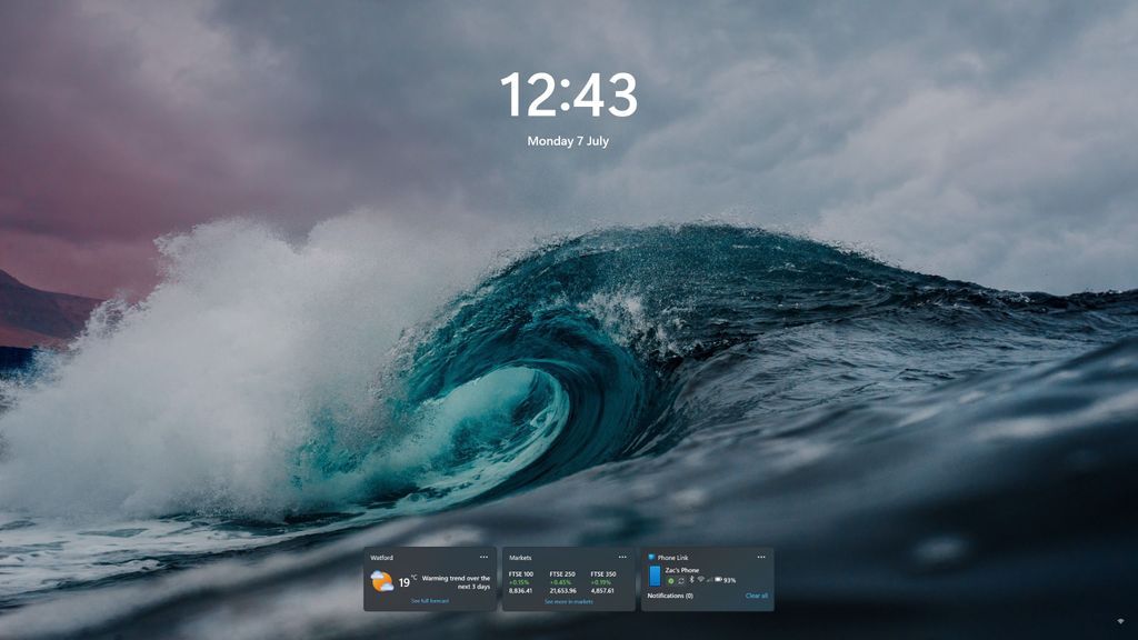Windows 11 lock screen with customizable widgets