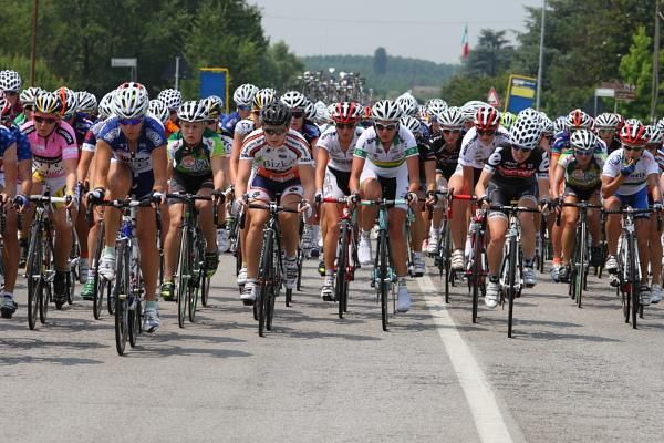 The bunch was all together on the long, main road around mid-stage.