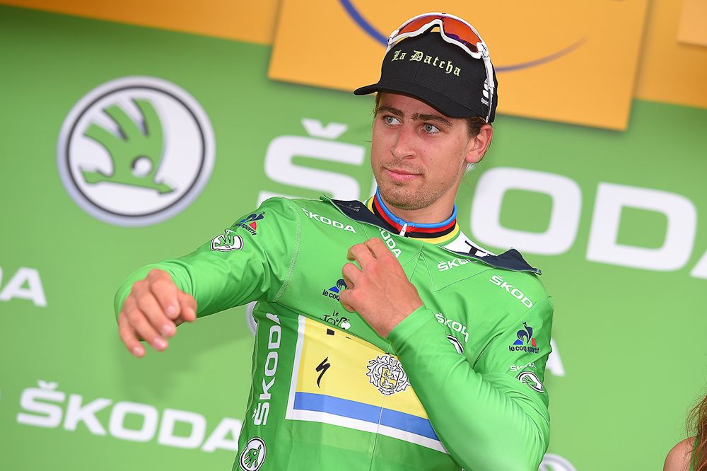 Peter Sagan in the familiar green jersey