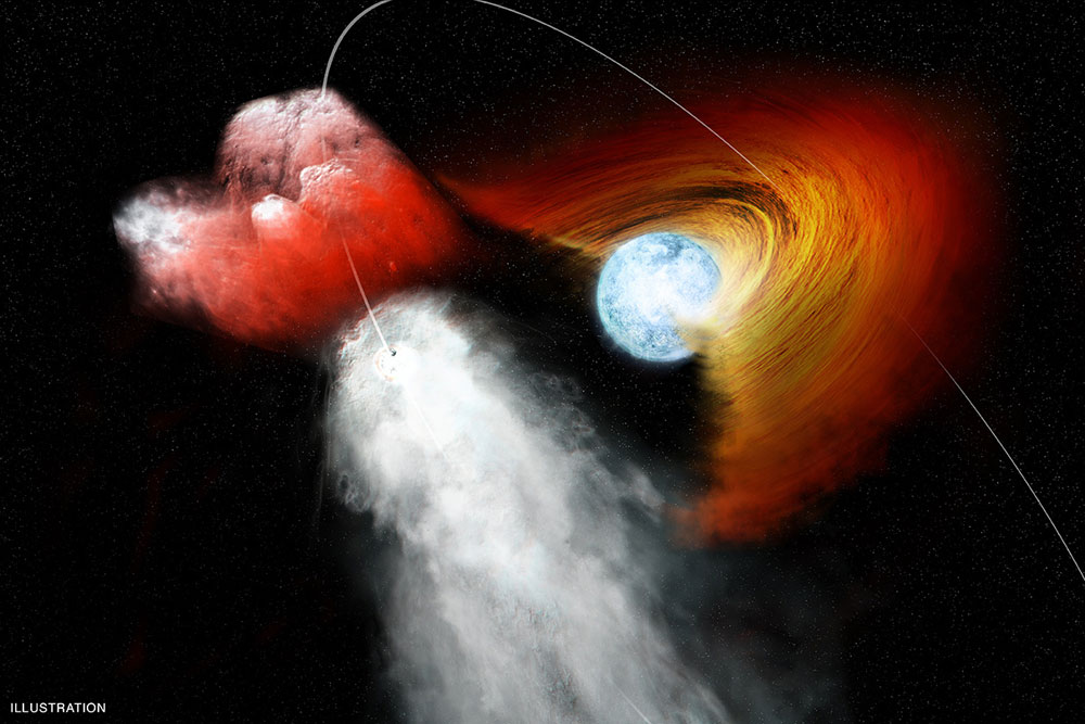 Pulsar rams into disk of dust around a star