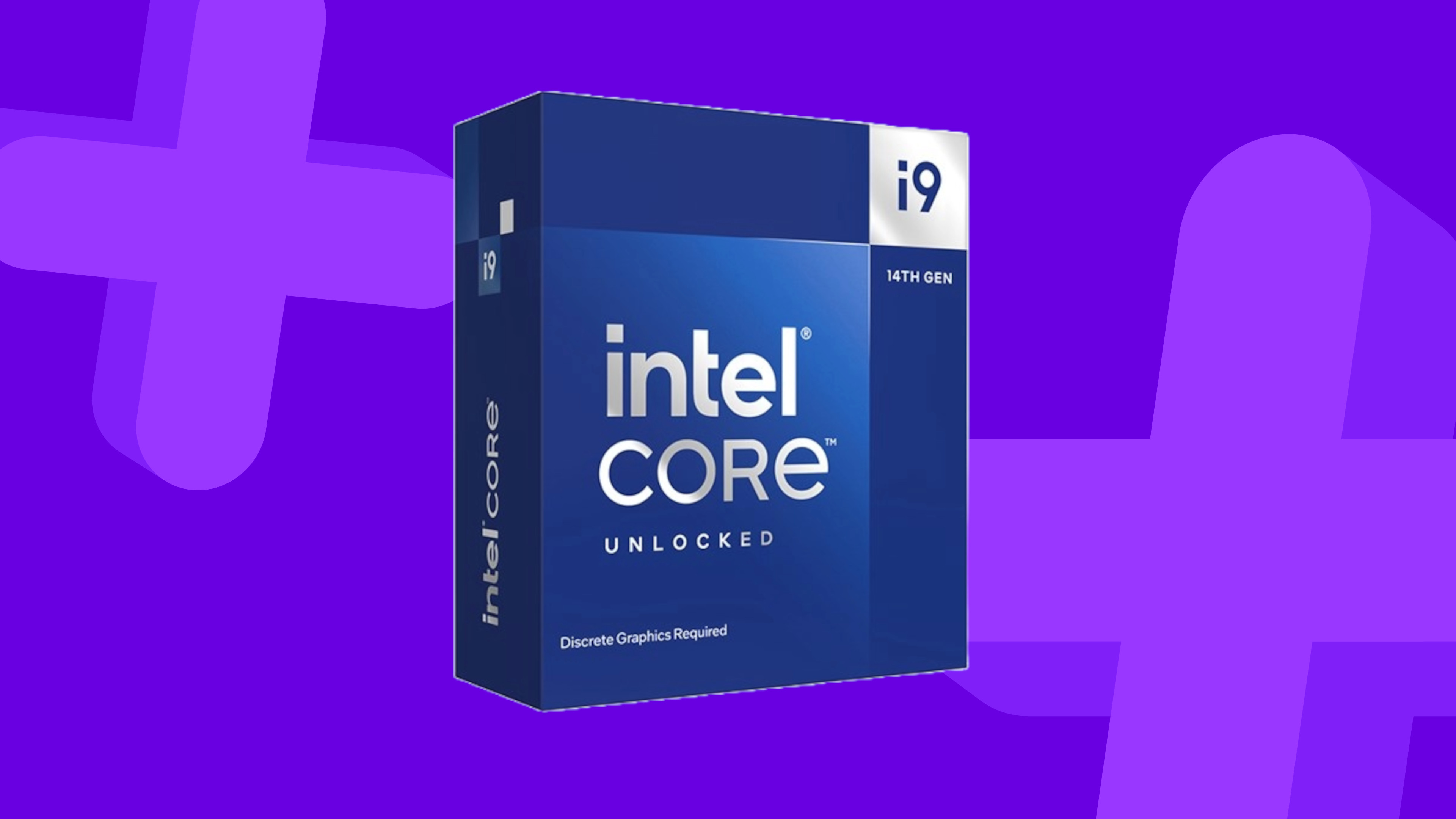 Intel Core i9-14900K processor on a purple background