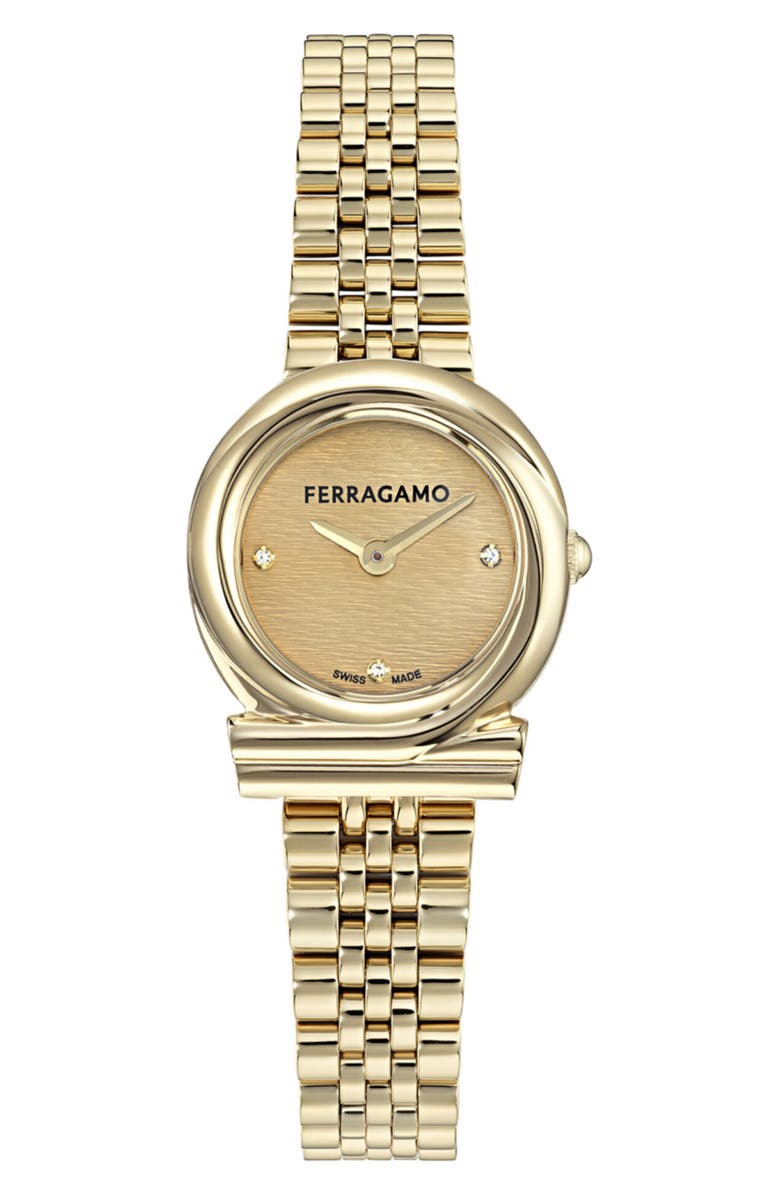 Gancini Twisted Goldtone Bracelet Watch, 23mm