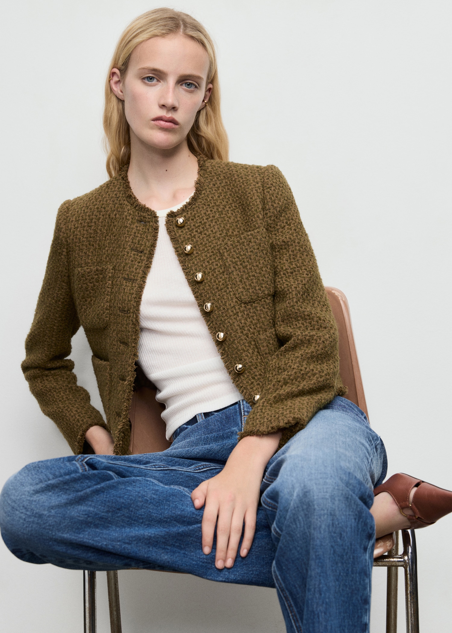 Tweed Jacket With Jewel Buttons - Women | Mango Usa