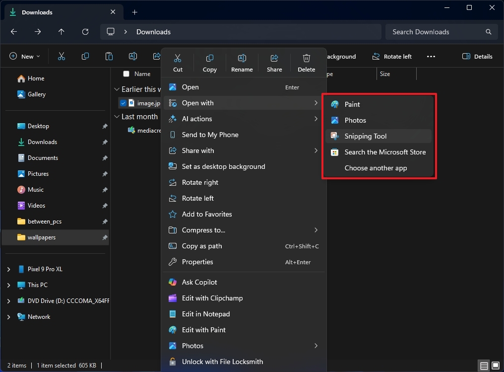 File Explorer Open With updated icons