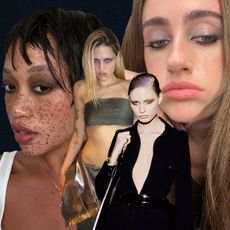 Collage of grungy makeup for Who What Wear 2025 Spring Issue