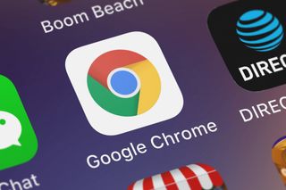 The Chrome app icon on a mobile phone display