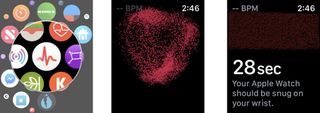 To use the ECG app on Apple Watch, push Digital Crown, tap ECG app, when you see the heart, hold your finger on the Digital Crown for 30 seconds until you see the measurement on the screen.