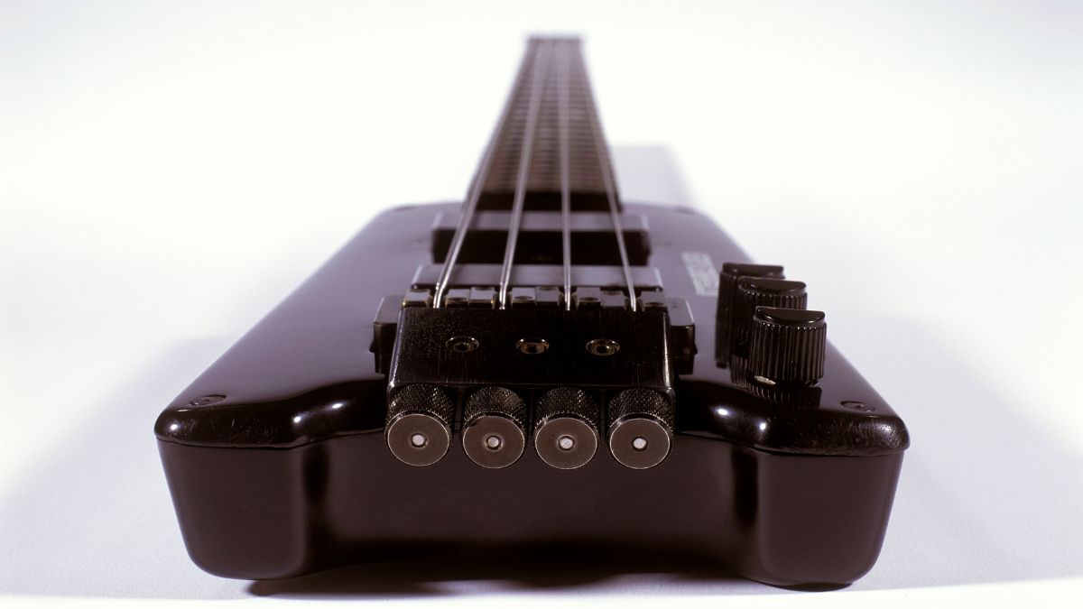 A Steinberger bass guitar
