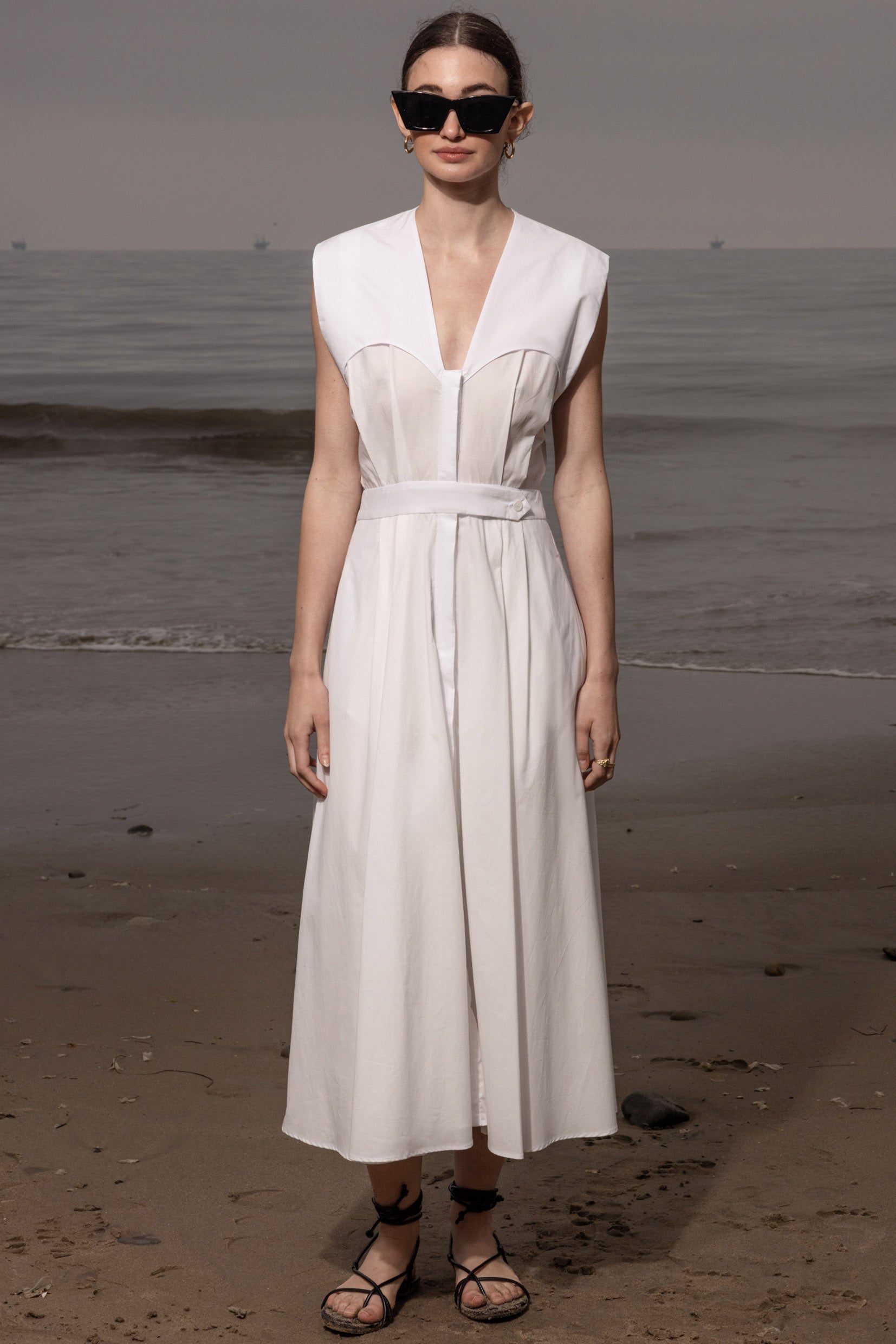 Tasya Dress - White Shirting