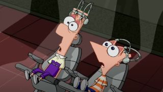 Phineas and Ferb getting brainwashed in Phineas and Ferb.