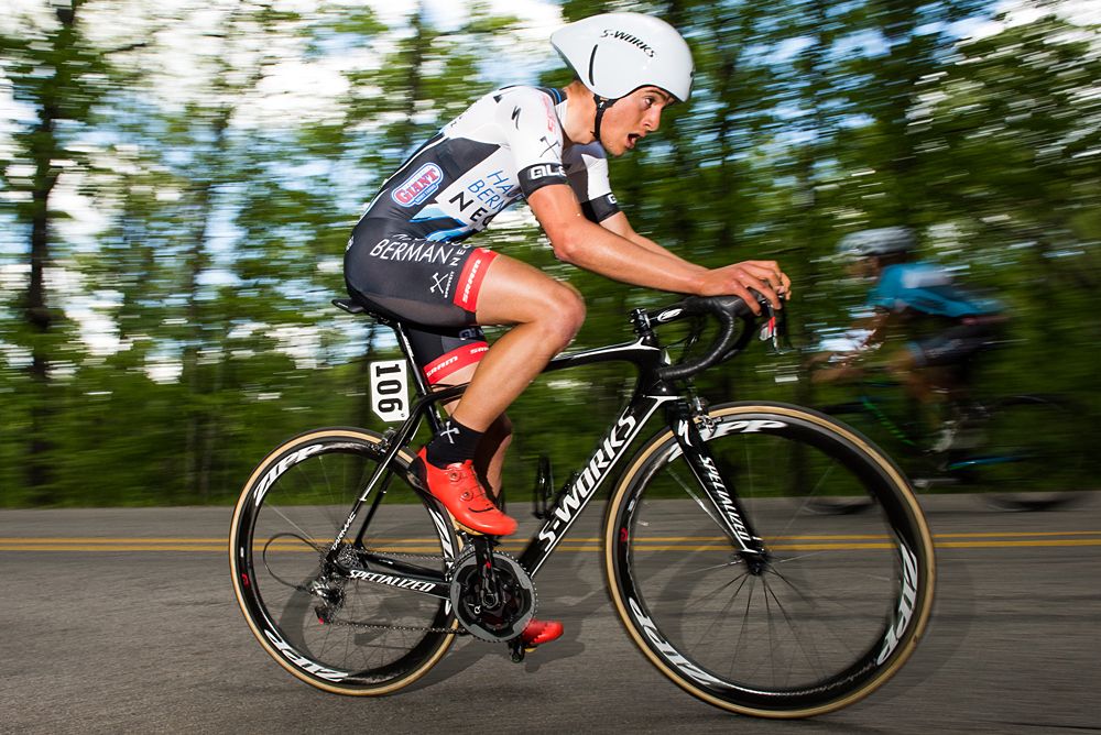 Chad Young (Axeon Hagens Berman (USA) makes his way up the switchback section of the course.