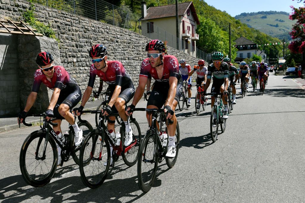 Owain Doull, Wout Poels and Ian Stannard during stage 11