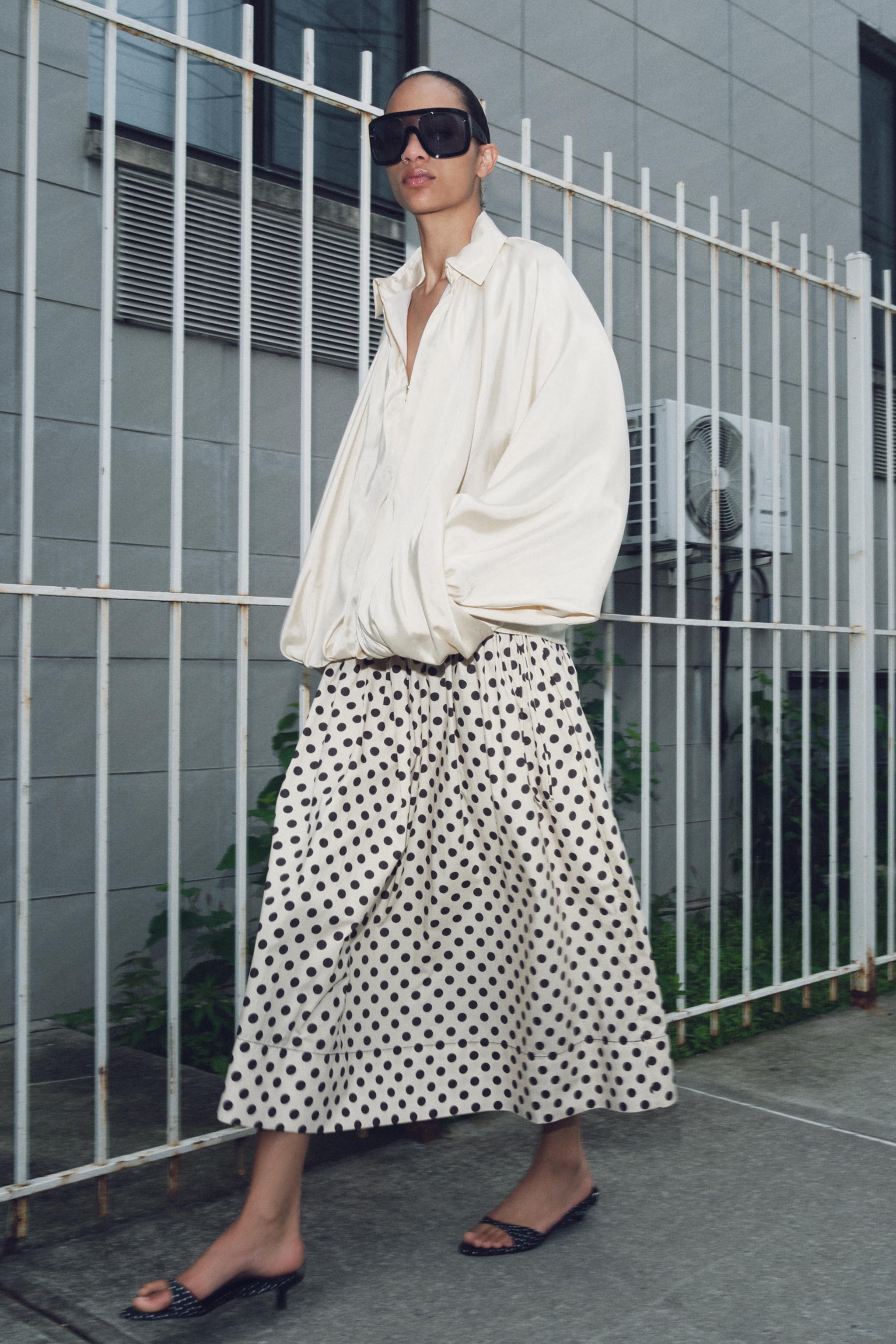 Zw Collection Polka Dot Midi Skirt