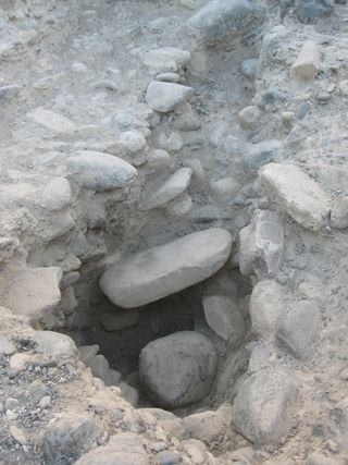 The remains of a staircase and lintel blocks at the late Bronze Age fortress that stood on the site.