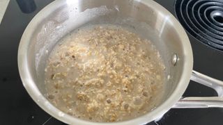 Porridge in the milk pan from the ProCook Professional Stainless Steel Uncoated Cookware Set