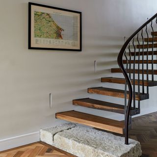 Bisca industrial style sustainable staircase made from repurposed materials.