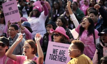 Thousands participate in a New Jersey breast cancer walk: Some doubt whether charity walks are actually productive beyond feel-good value.