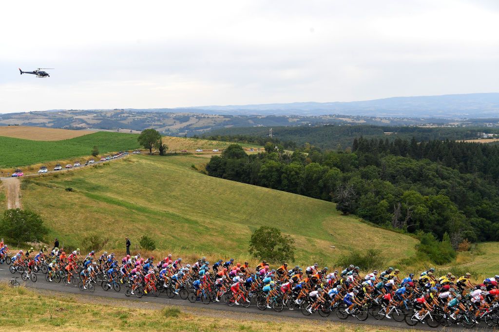 Criterium du Dauphine rolling through French countryside