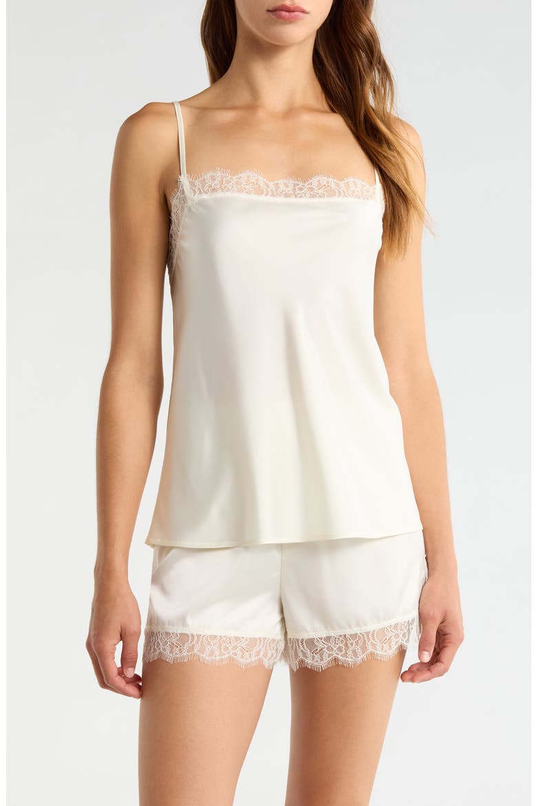 Scalloped Lace Trim Square Neck Satin Camisole