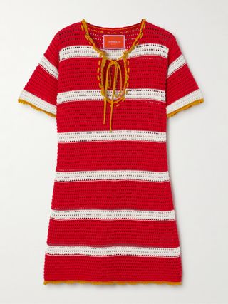 + Orlebar Brown Salt 'n' Vinegar Striped Crocheted Cotton Mini Dress