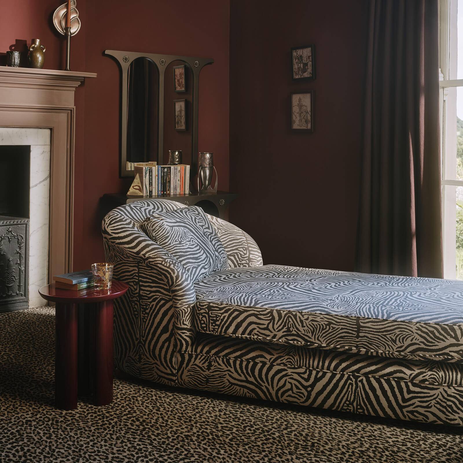 zebra print chaise