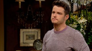 Michael Mealor as Kyle Abbott in a sweat in The Young and the Restless