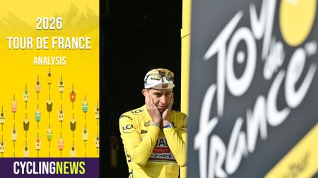 UAE Team Emirates - XRG's Slovenian rider Tadej Pogacar celebrates on the podium with the overall leader's yellow jersey after the 15th stage of the 113th edition of the Tour de France cycling race, 183,9 km between Champagnole and Plateau de Solaison in the Jura mountains, on July 19, 2026. (Photo by Jeff PACHOUD / AFP via Getty Images)