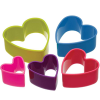 KitchenCraft Colourworks Set of 5 Plastic Heart Shaped Cookie Cutters - View at Amazon