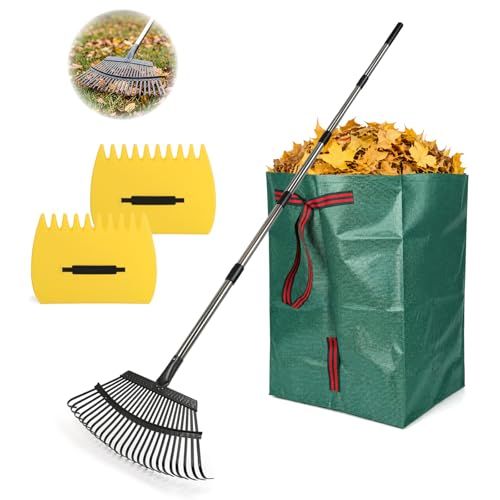 Heavy Duty Metal Rake Set and 53 Gallon Bag