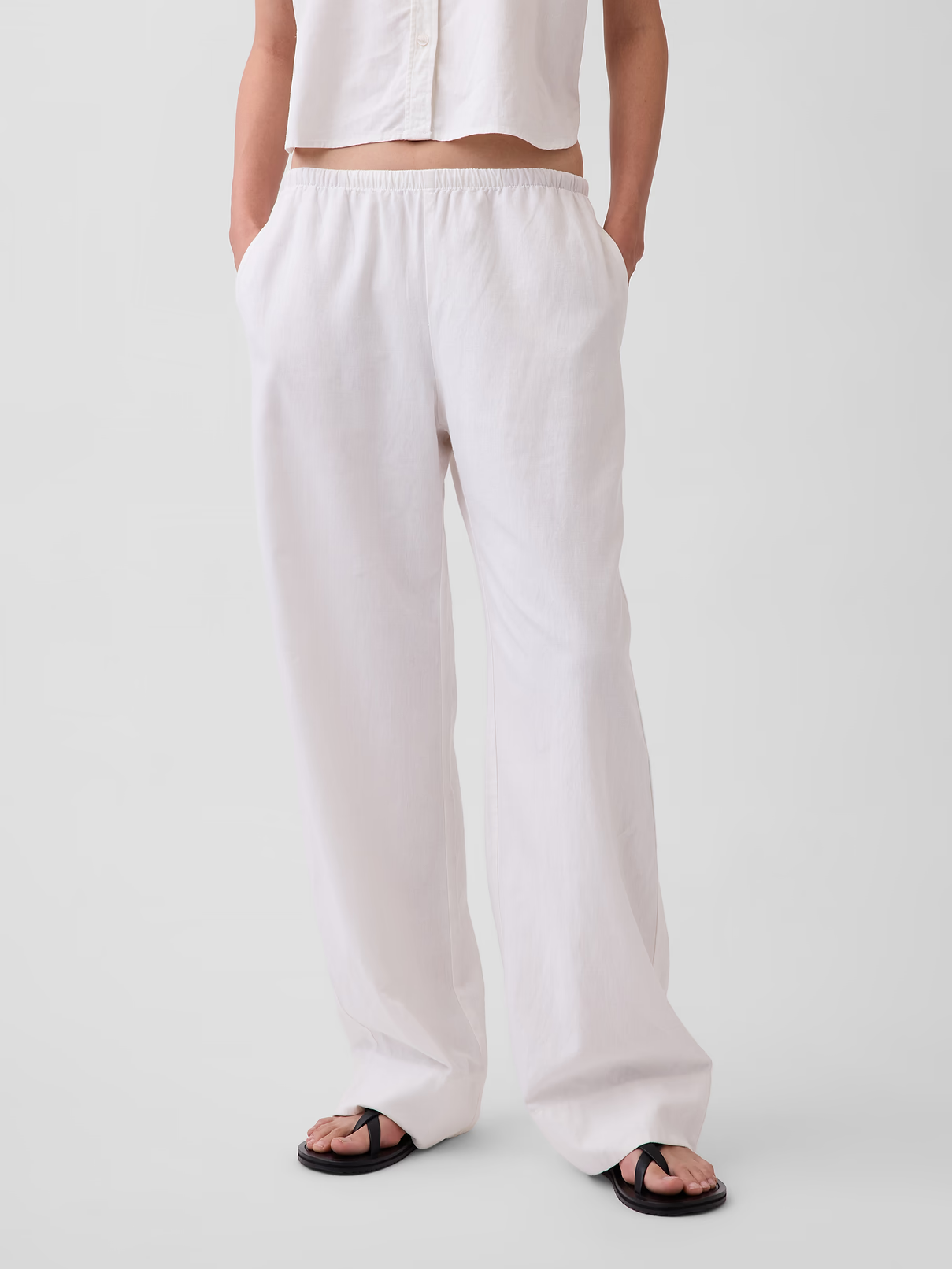 Gap, Linen-Blend Easy Wide-Leg Pants
